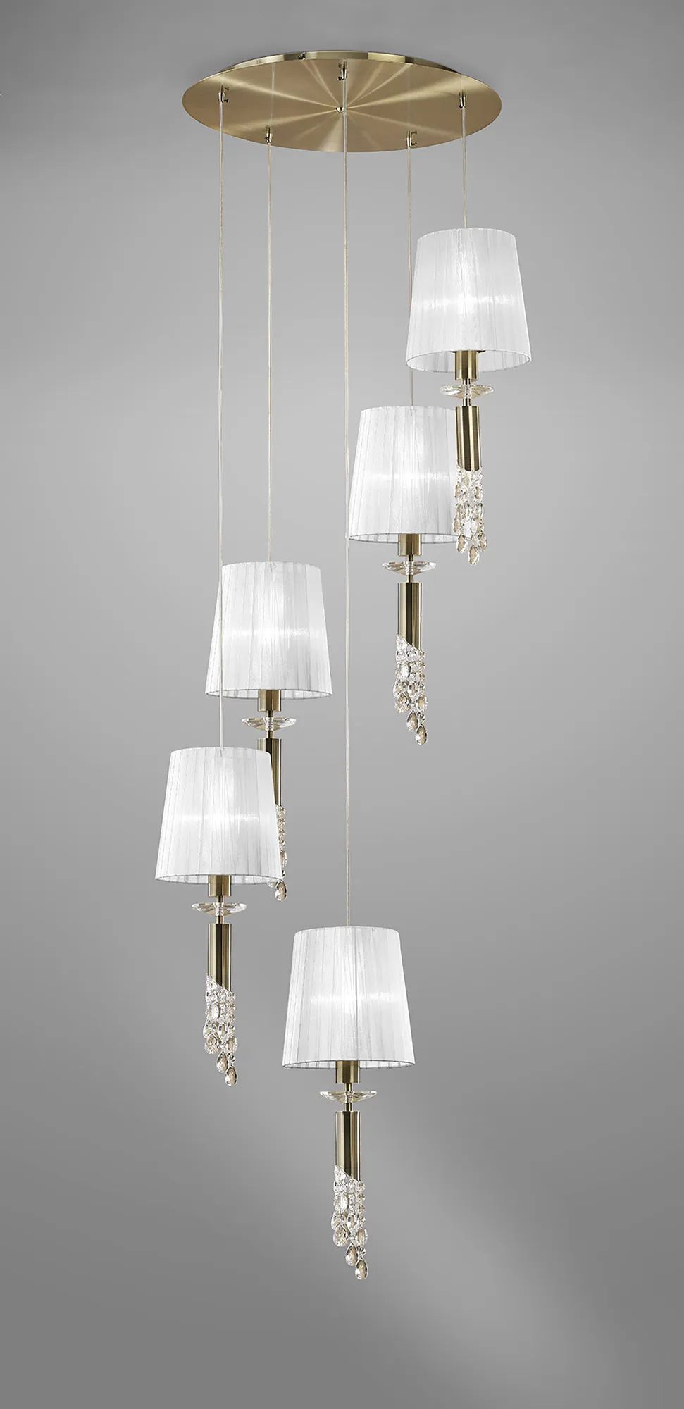 Tiffany Antique Brass-White Crystal Ceiling Lights Mantra Statement Crystal Fittings